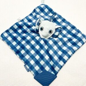 Booginhead lovey security blanket teether elephant blue gingham